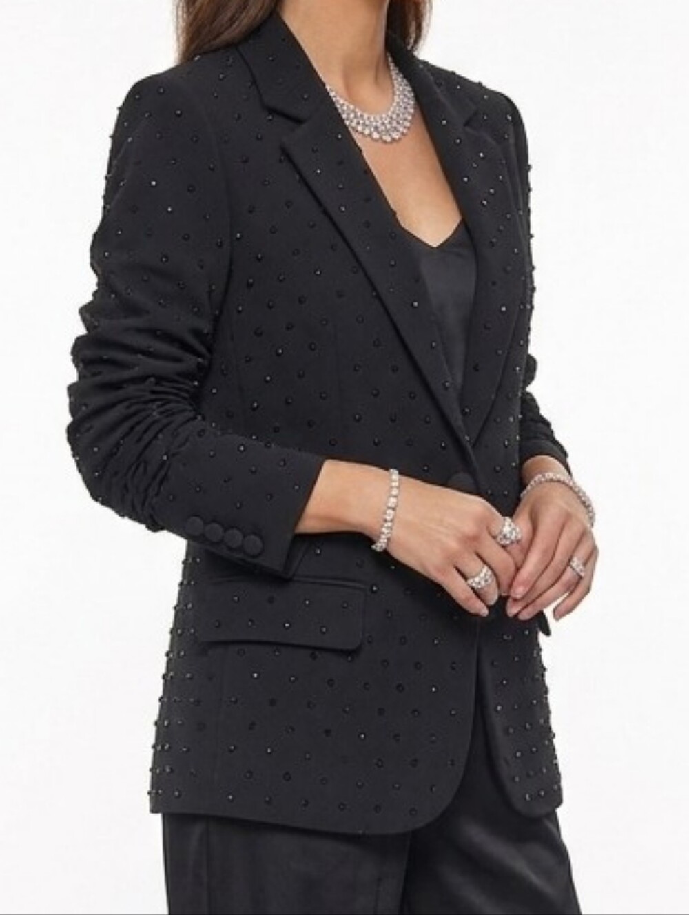 Generation Love Small Black Crystal Rhinestone Studded Blazer Jacket